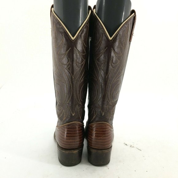 Acme Western Cowboy Boots Womens 6.5M Brown Faux L - Picture 6 of 10